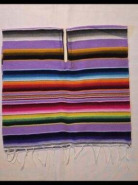 Mexican Sarape Poncho Vibrantly colored stripes 1T-2T #139B7